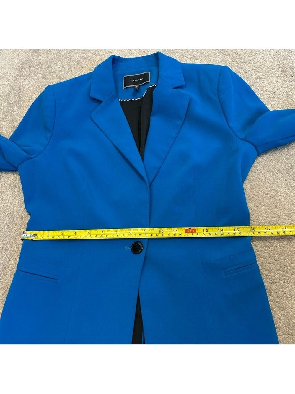 Le Chateau bright blue single breasted tailored cinched stretchy blazer jacket M - Picture 8 of 12